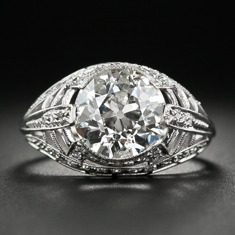 Art Deco 3.18 Carat Diamond Engagement Ring - GIA L I1 - 5