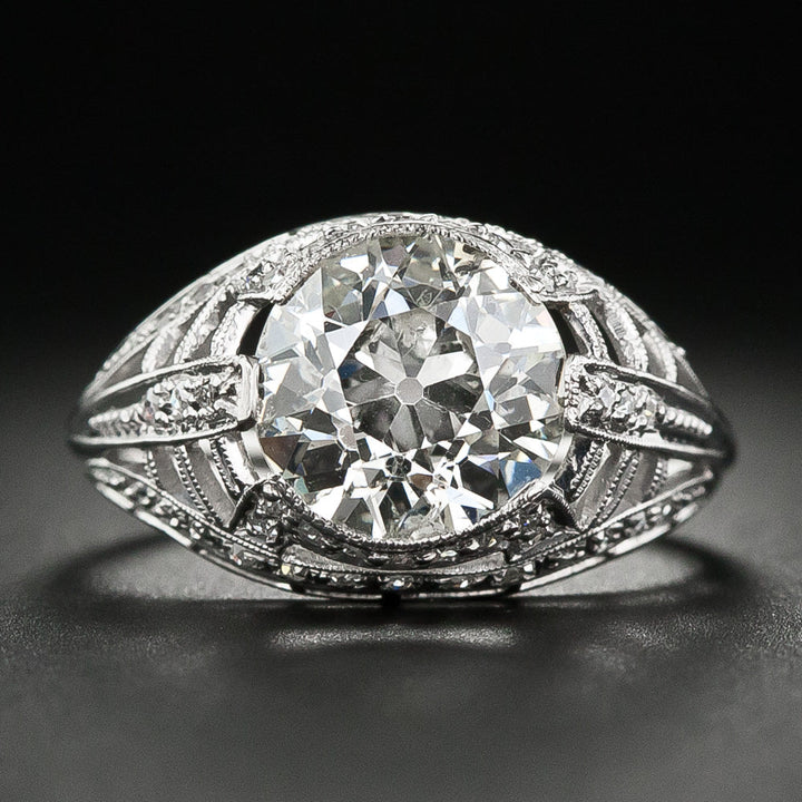 Art Deco 3.18 Carat Diamond Engagement Ring - GIA L I1