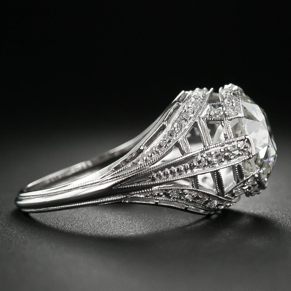 Art Deco 3.18 Carat Diamond Engagement Ring - GIA L I1 - 7