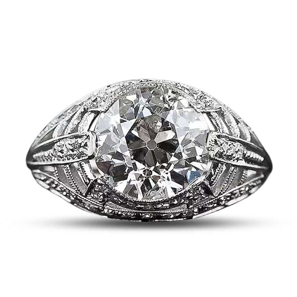 Art Deco 3.18 Carat Diamond Engagement Ring - GIA L I1 - 5