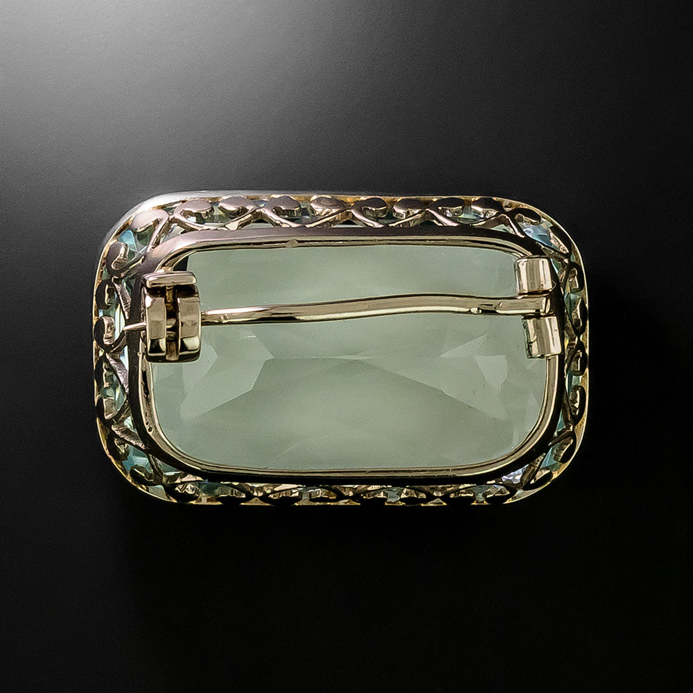 Art Deco 30.00 Carat Scissor-Cut Aquamarine Brooch - 3