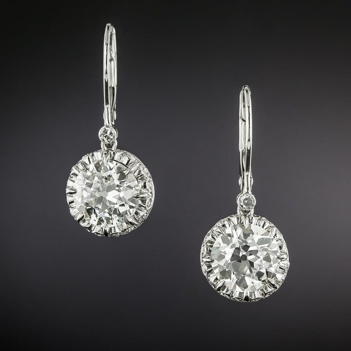 Art Deco 4.16 Carat Diamond Dangle Earrings - GIA