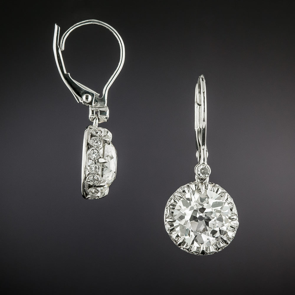 Art Deco 4.16 Carat Diamond Dangle Earrings - GIA - 5