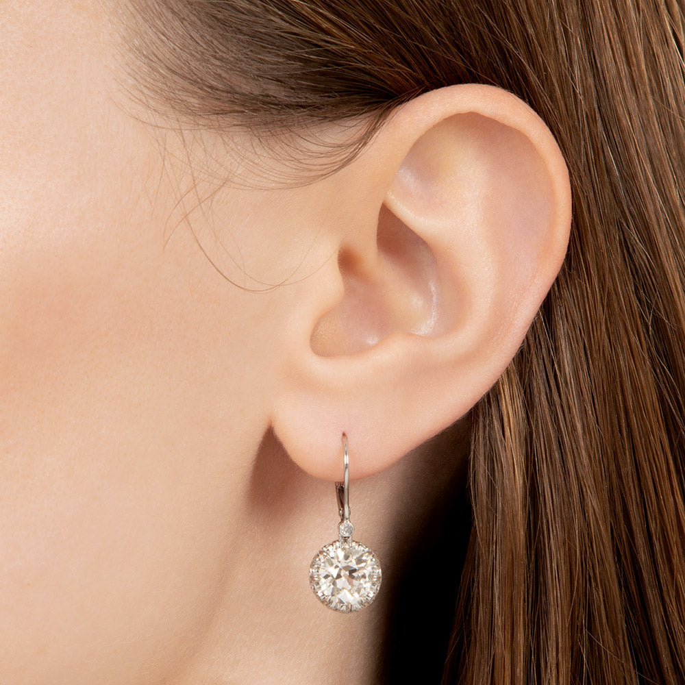 Art Deco 4.16 Carat Diamond Dangle Earrings - GIA - 6