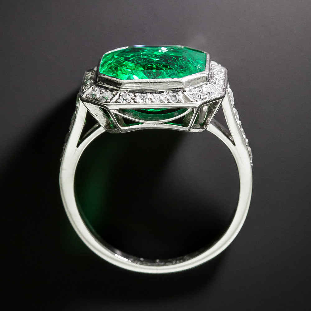 Art Deco 4.30 Carat Emerald and Diamond Ring - GIA F1 - 4
