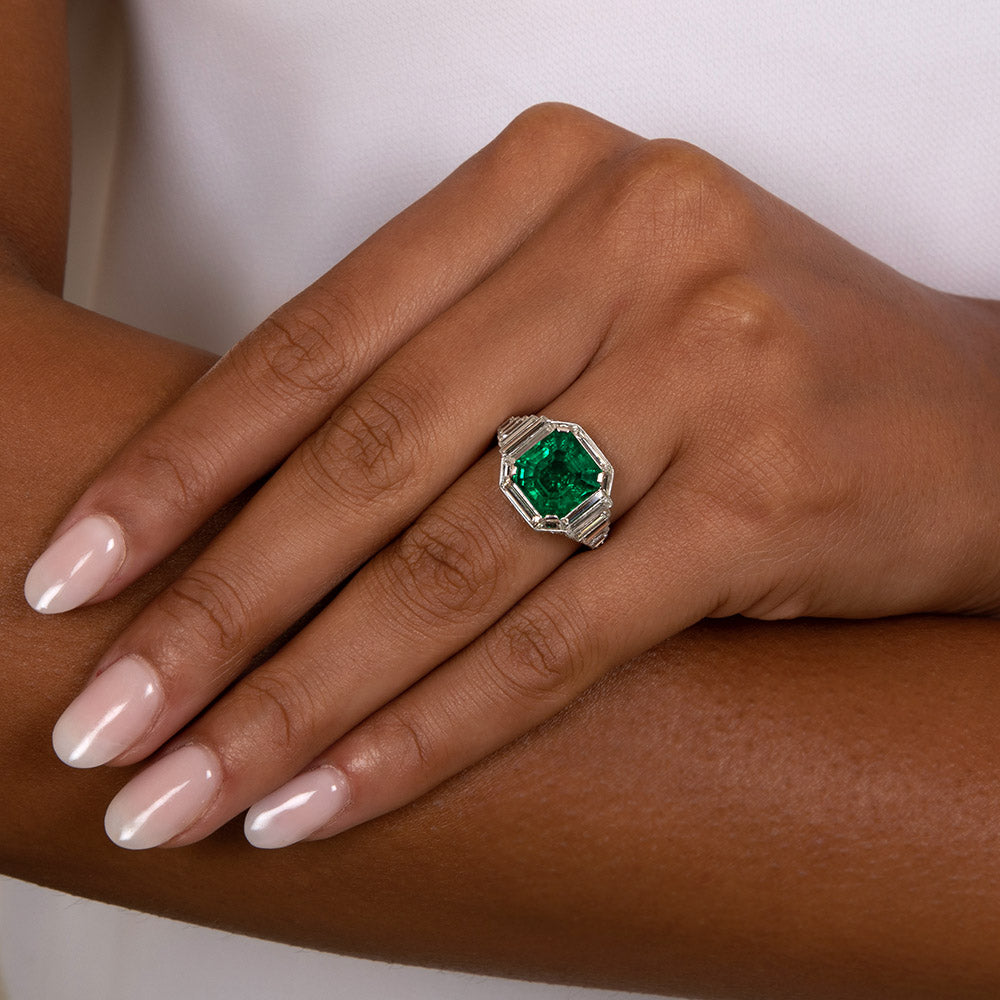 Art Deco 4.69 Carat Fine Emerald and Diamond Ring - GIA F1 - 8