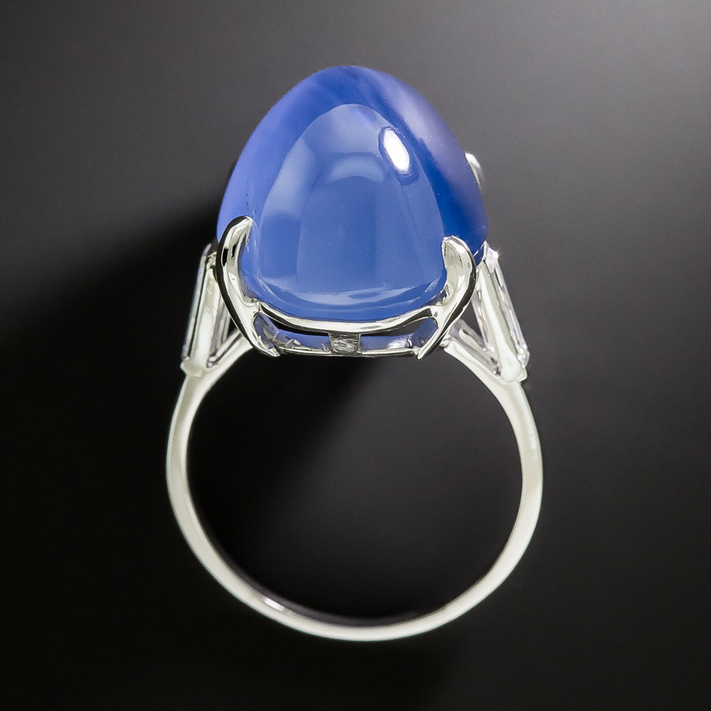 Art Deco 40.00 Carat Star Sapphire and Baguette Diamond Ring - 5