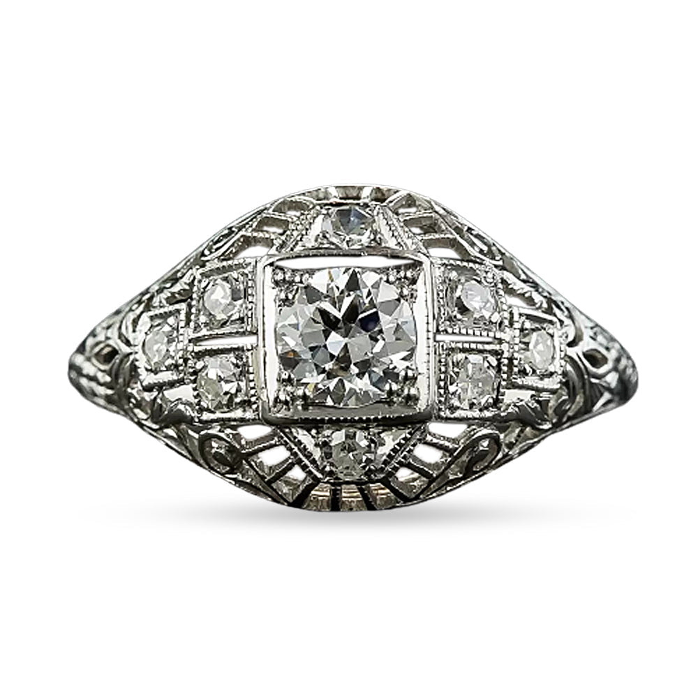 Art Deco .42 Carat Diamond Engagement Ring - 8