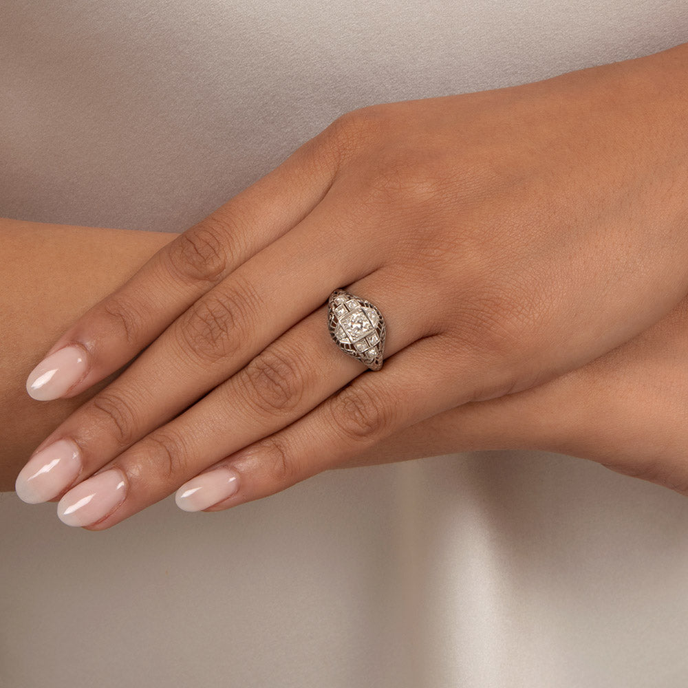 Art Deco .42 Carat Diamond Engagement Ring - 9