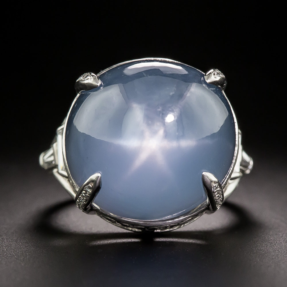 Art Deco 45.00 Carat High Domed Star Sapphire and Diamond Ring, Size 5 - 2