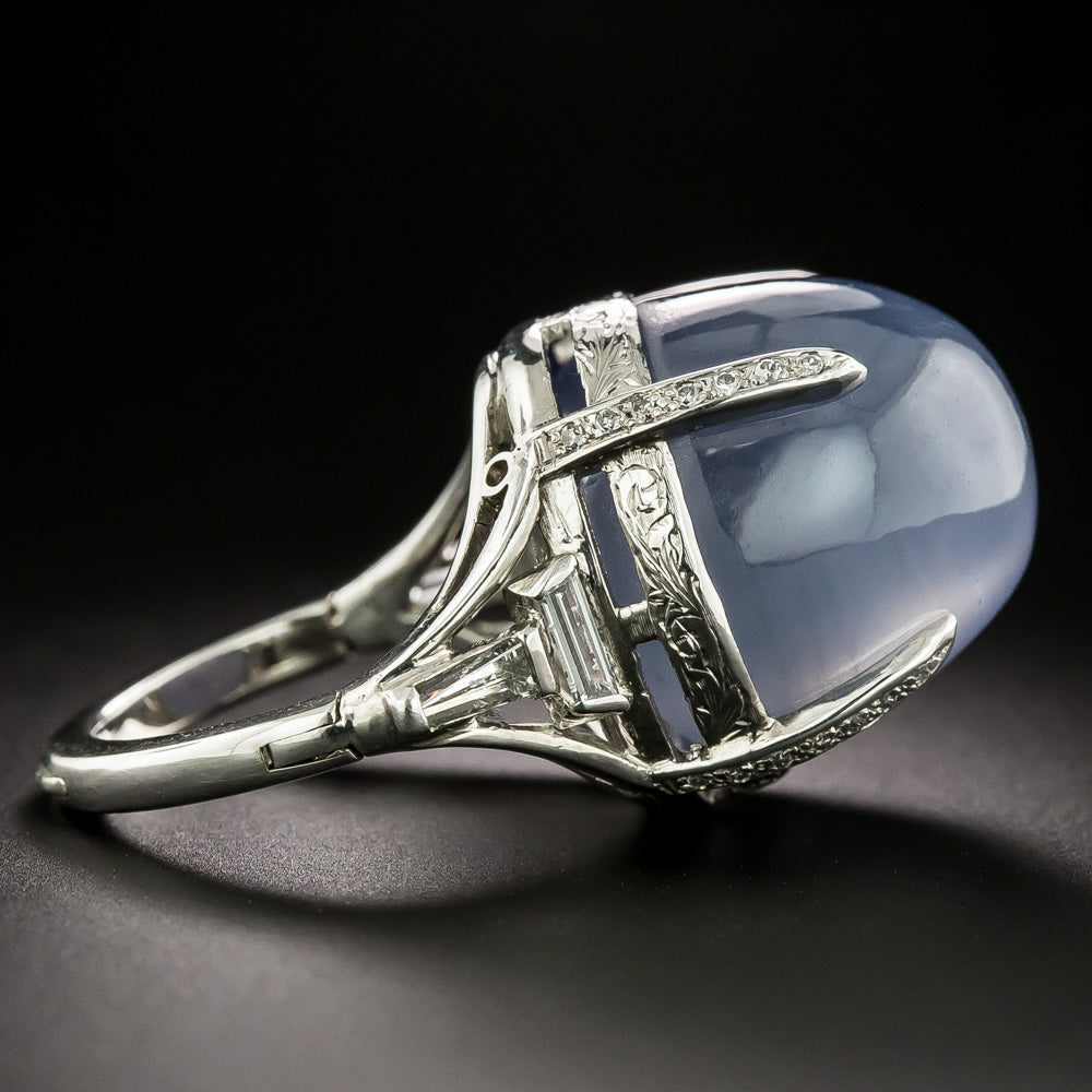 Art Deco 45.00 Carat High Domed Star Sapphire and Diamond Ring, Size 5 - 3