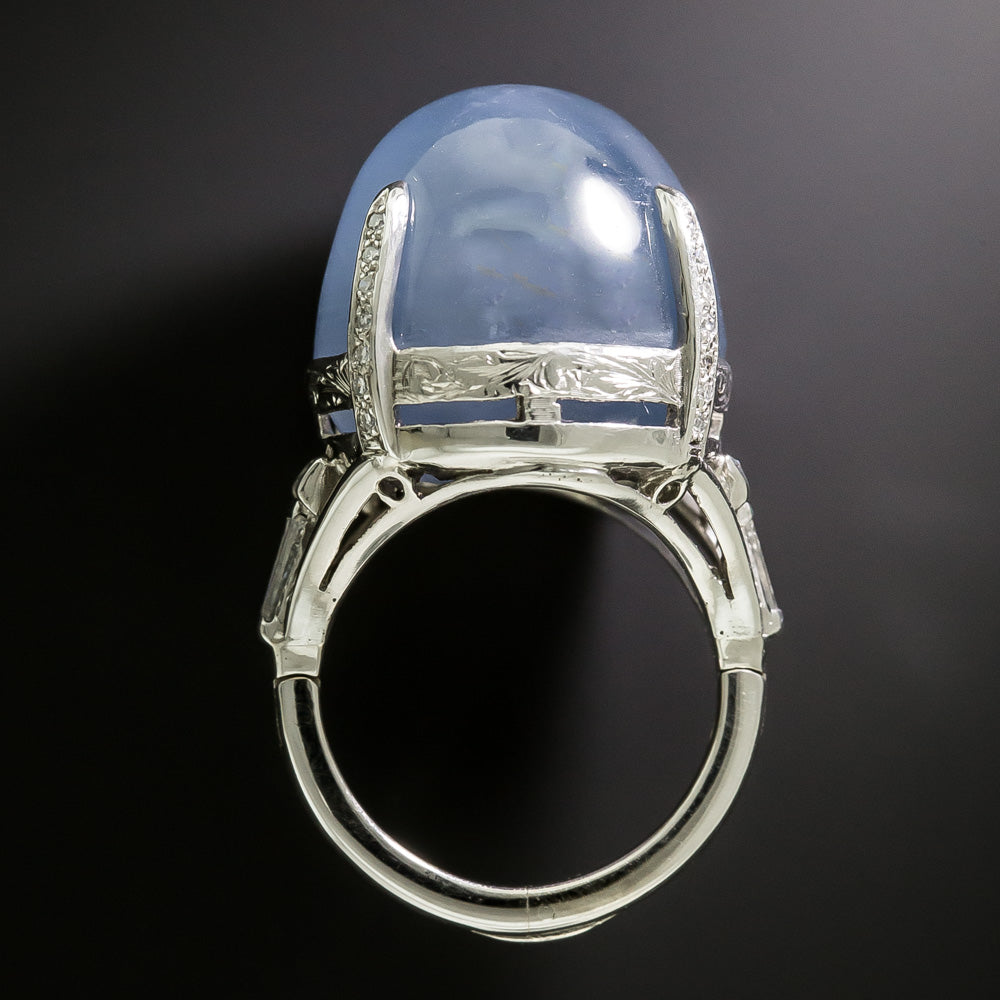 Art Deco 45.00 Carat High Domed Star Sapphire and Diamond Ring, Size 5 - 4