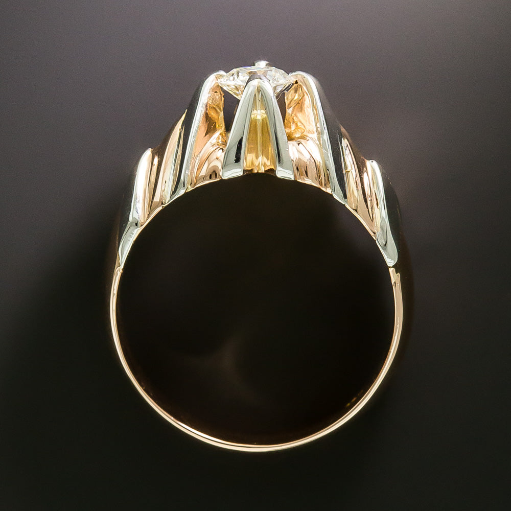 Art Deco .45 Carat Diamond Two-Tone Gold Ring, Size 8 3/4 - 5