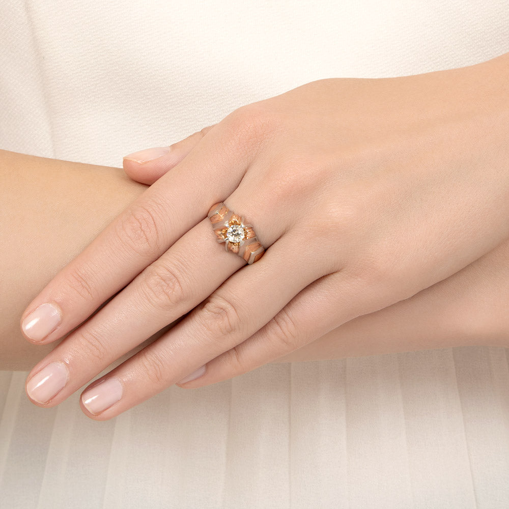 Art Deco .45 Carat Diamond Two-Tone Gold Ring, Size 8 3/4 - 6