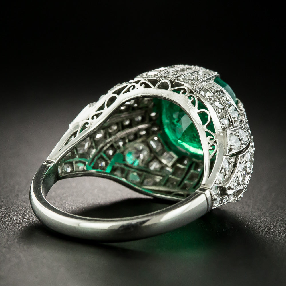 Art Deco 5.50 Carat Emerald and Diamond Ring - GIA - 5