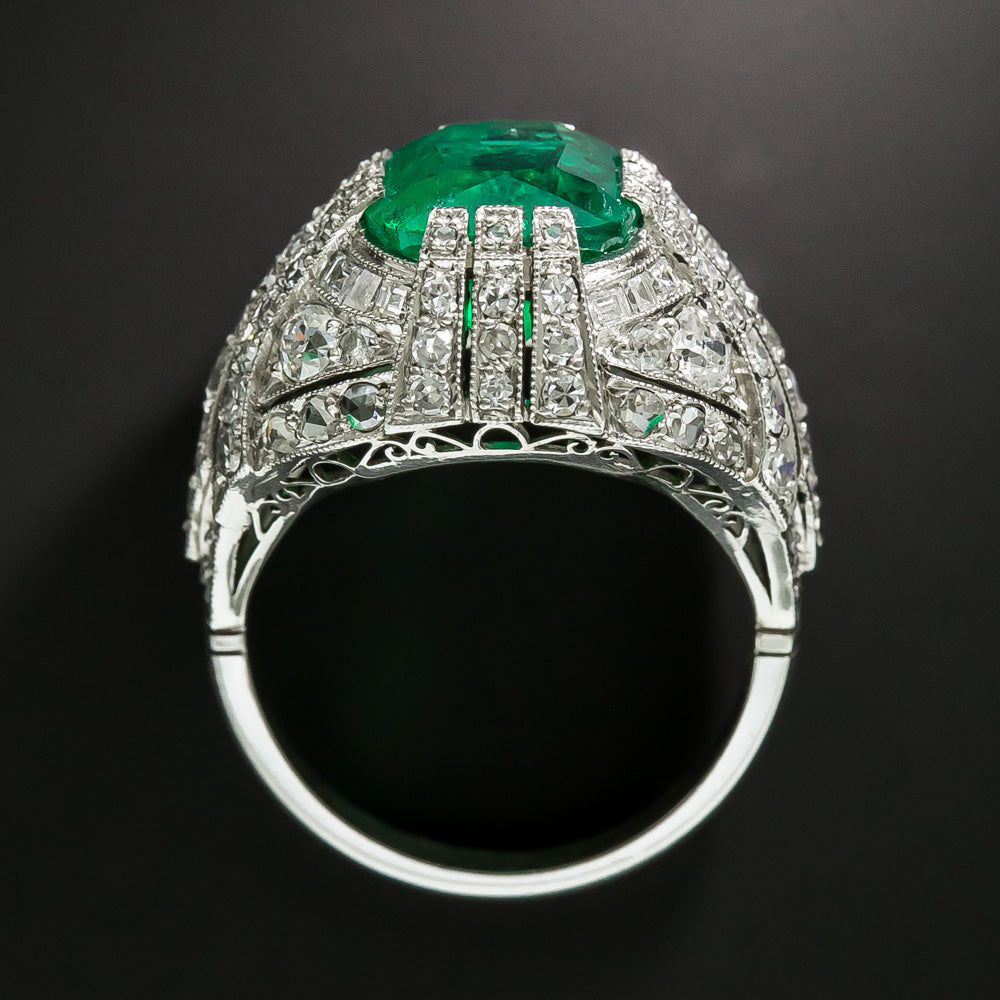 Art Deco 5.50 Carat Emerald and Diamond Ring - GIA - 6