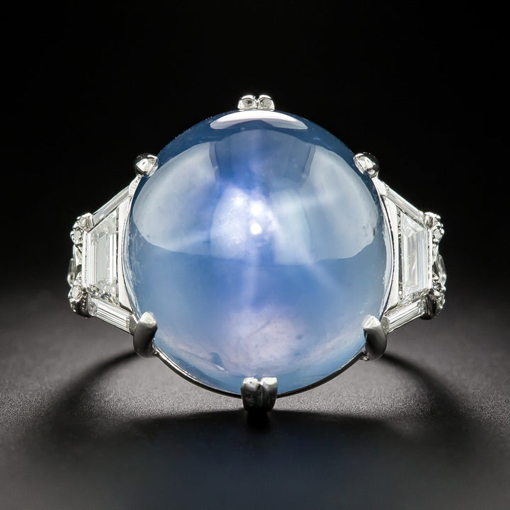Art Deco 50.00 Carat Star Sapphire and Diamond Ring