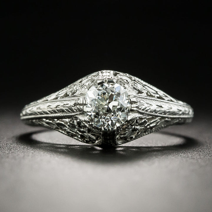 Art Deco .55 Carat Diamond Solitaire Engagement Ring