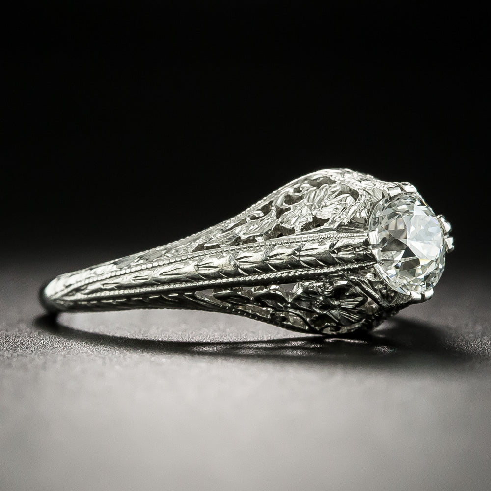 Art Deco .55 Carat Diamond Solitaire Engagement Ring - 2