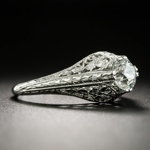 Art Deco .55 Carat Diamond Solitaire Engagement Ring - 2