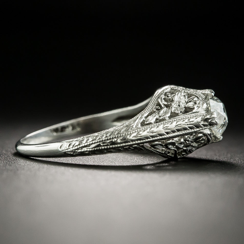 Art Deco .55 Carat Diamond Solitaire Engagement Ring - 3