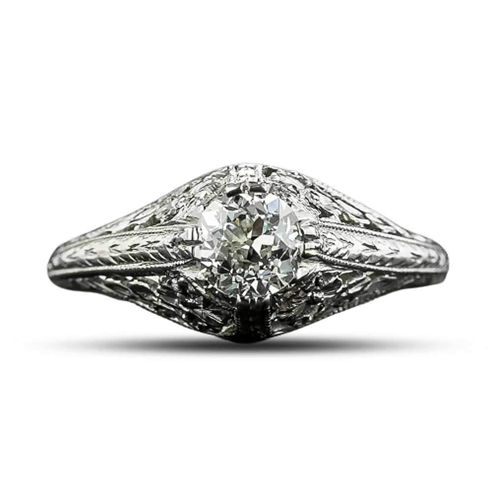Art Deco .55 Carat Diamond Solitaire Engagement Ring - 6