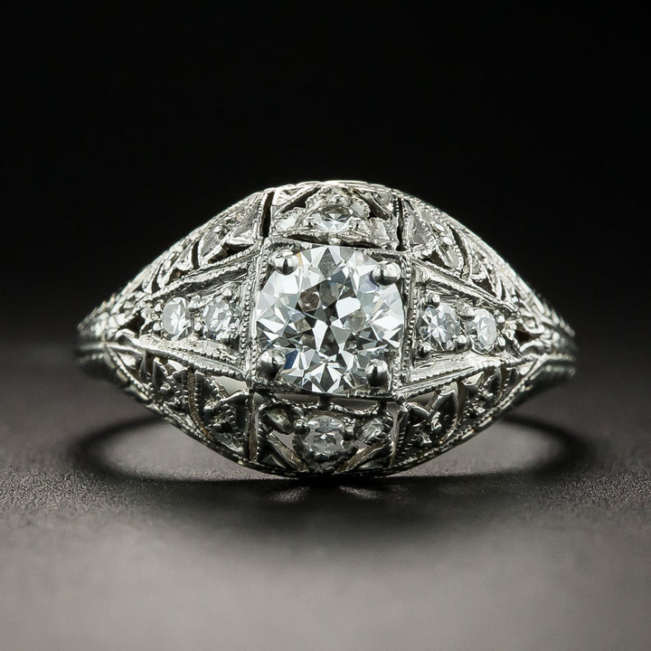 Art Deco .56 Carat Diamond Engagement Ring - GIA G VS1
