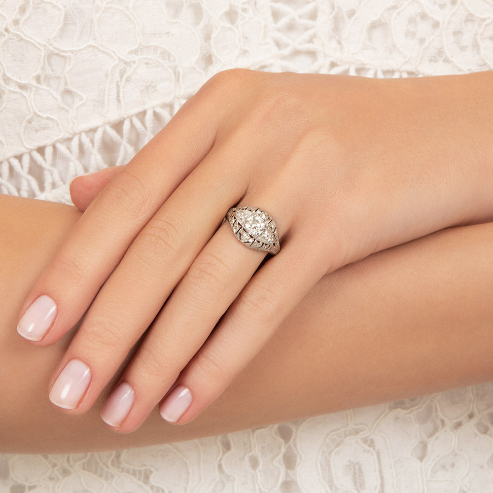 Art Deco .56 Carat Diamond Engagement Ring - GIA G VS1 - 5