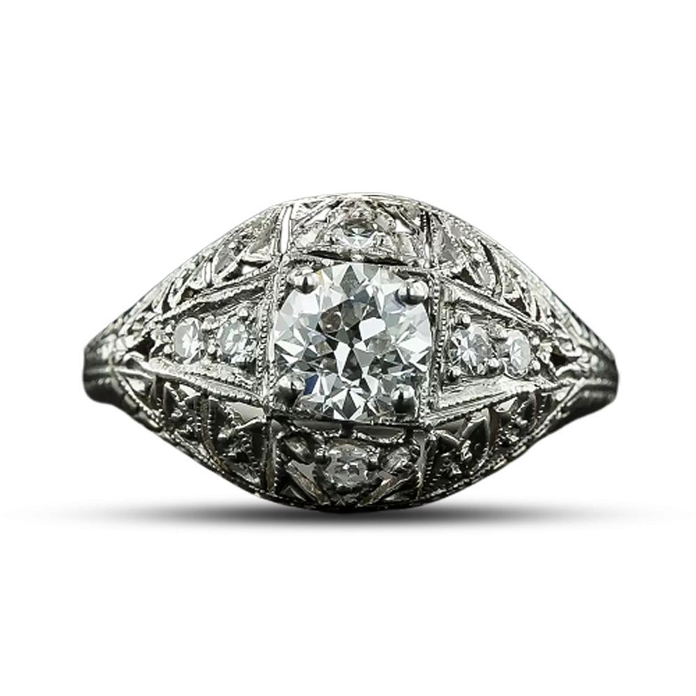 Art Deco .56 Carat Diamond Engagement Ring - GIA G VS1 - 4