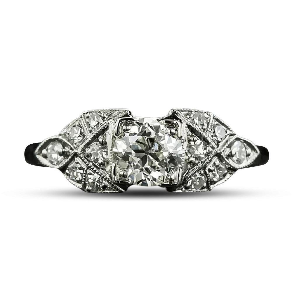 Art Deco .57 Carat Diamond Engagement Ring by Traube Orange Blossom - 5