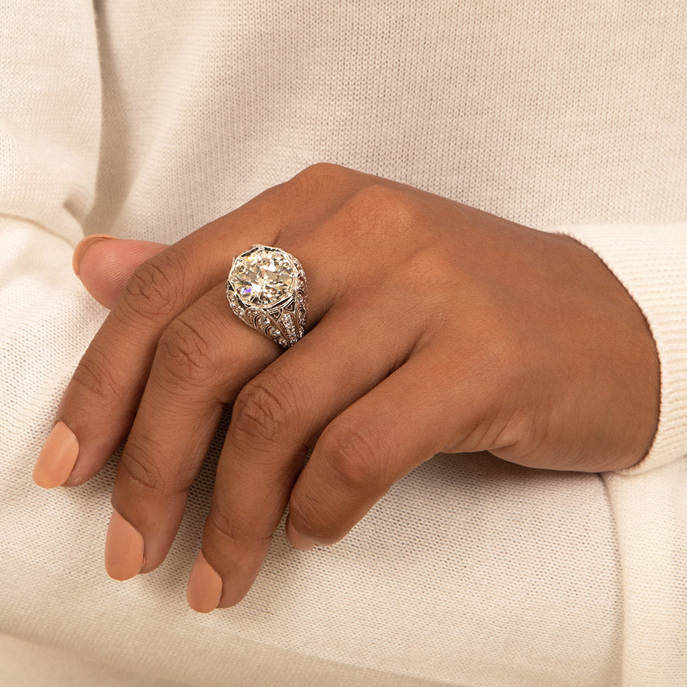 Art Deco 6.04 Carat Diamond Engagement Ring - GIA  - 6