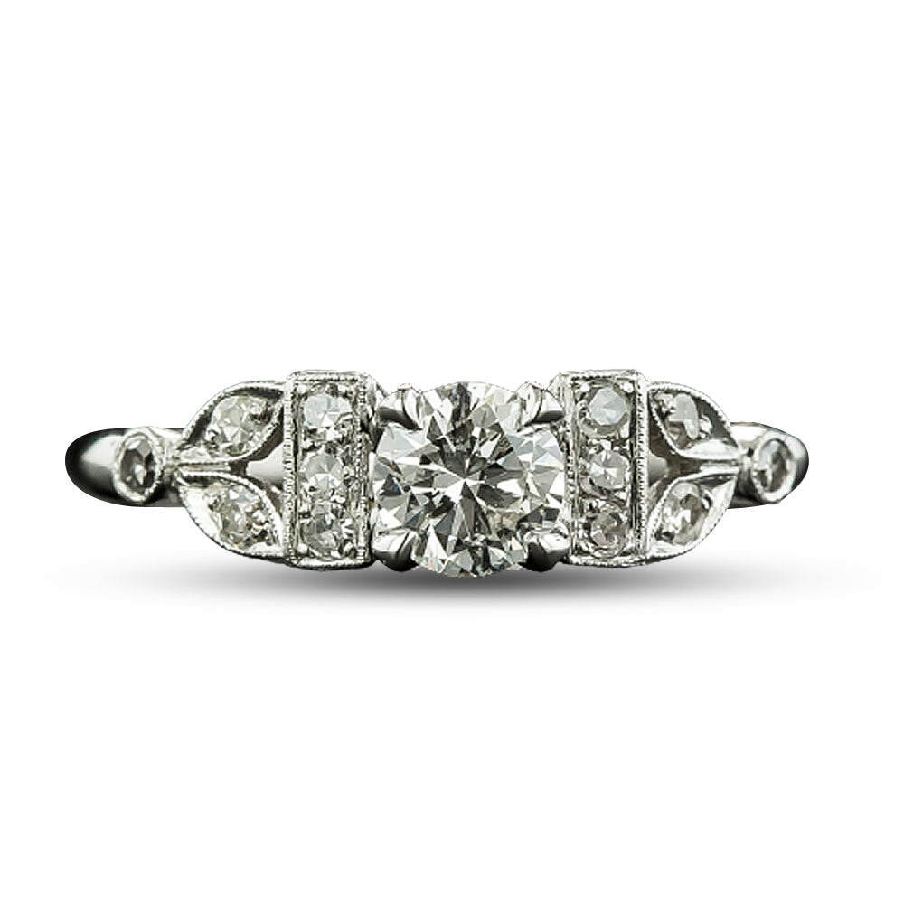 Art Deco .60 Carat Diamond Engagement Ring  - 4
