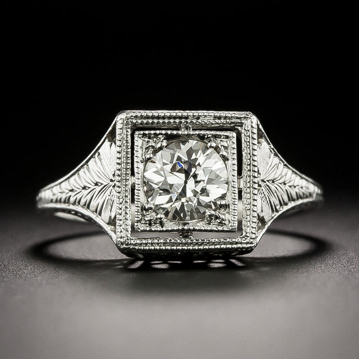 Art Deco .60 Carat Solitaire Diamond Engagement Ring