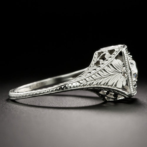 Art Deco .60 Carat Solitaire Diamond Engagement Ring  - 4