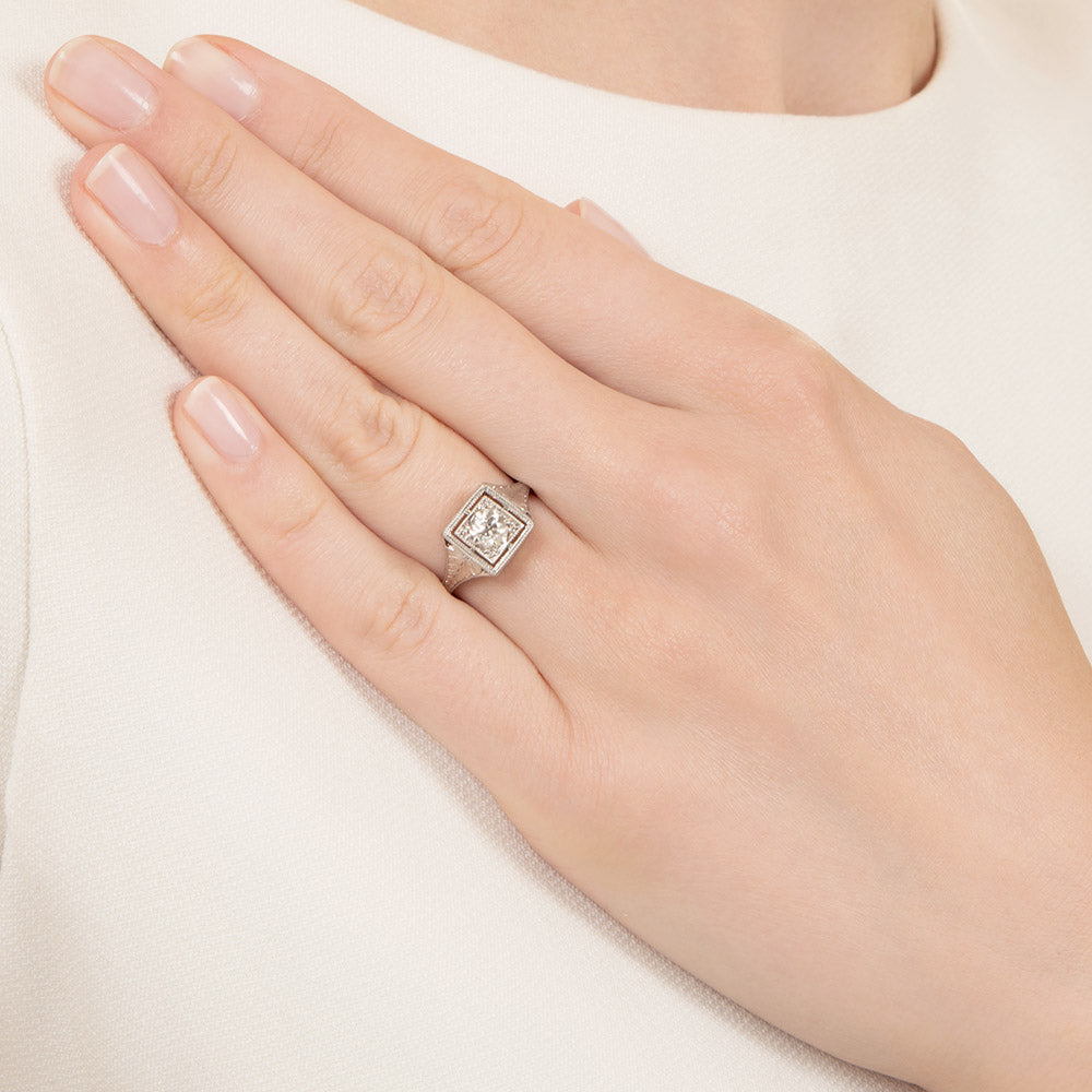 Art Deco .60 Carat Solitaire Diamond Engagement Ring  - 6