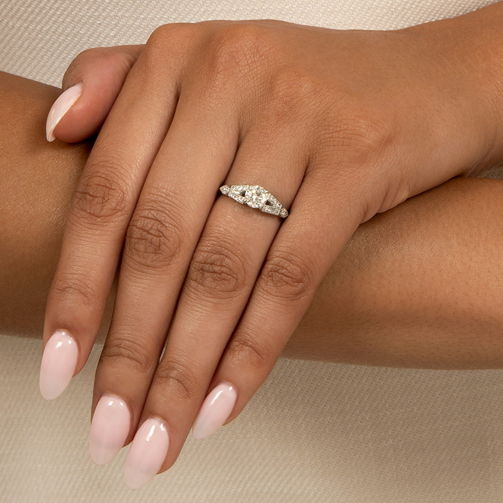 Art Deco .62 Carat Diamond Engagement Ring - 6