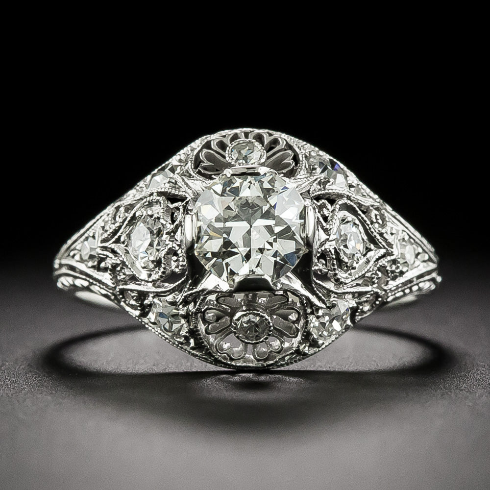 Art Deco .62 Carat Diamond Floral Filigree Ring - 3
