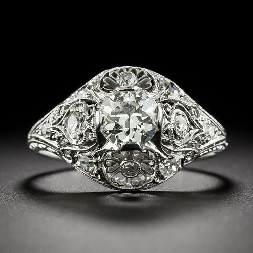 Art Deco .62 Carat Diamond Floral Filigree Ring - 3