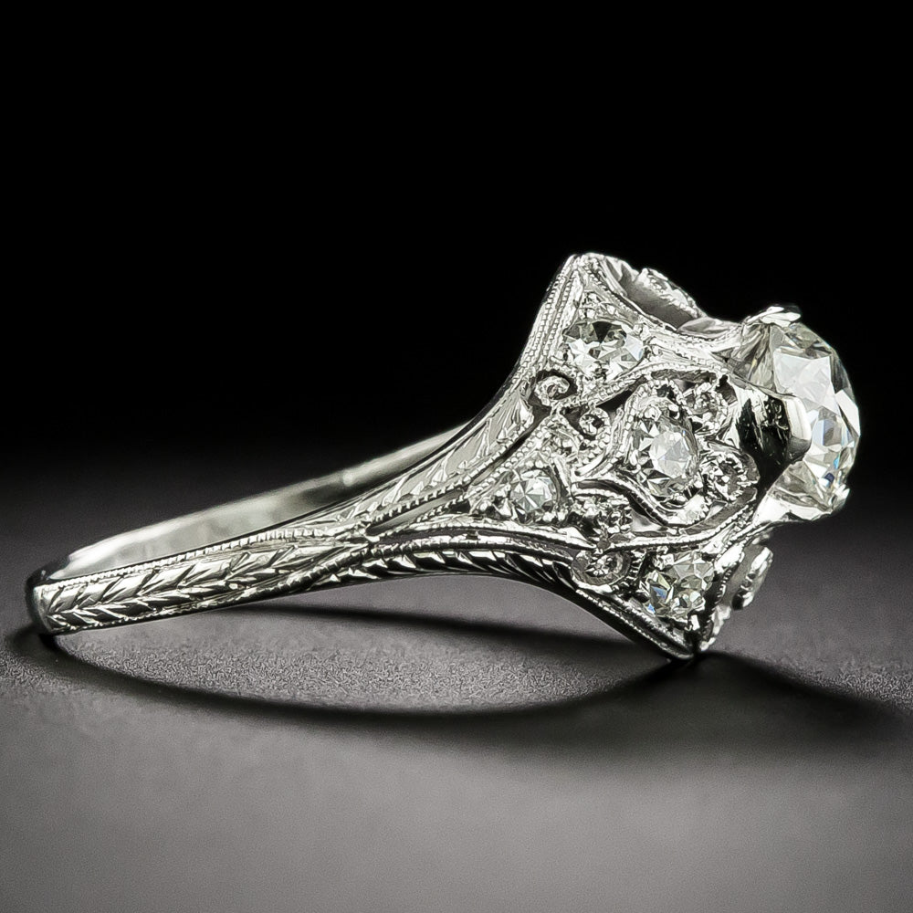 Art Deco .62 Carat Diamond Floral Filigree Ring - 4