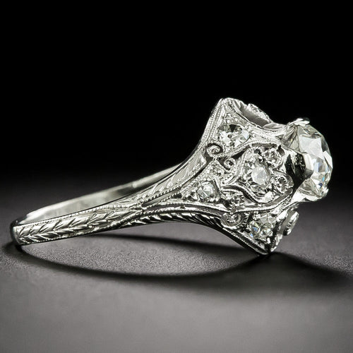 Art Deco .62 Carat Diamond Floral Filigree Ring - 4