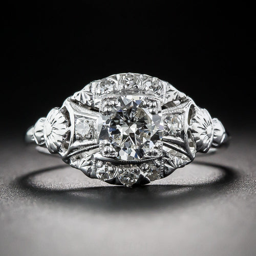 Art Deco .70 Carat Diamond Platinum Engagement Ring - 1