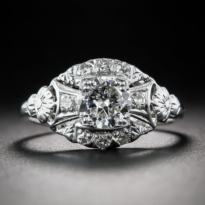 Art Deco .70 Carat Diamond Platinum Engagement Ring