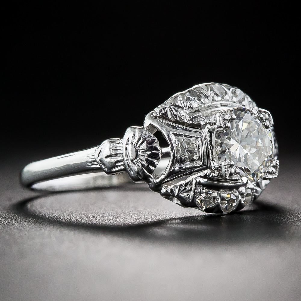 Art Deco .70 Carat Diamond Platinum Engagement Ring - 2