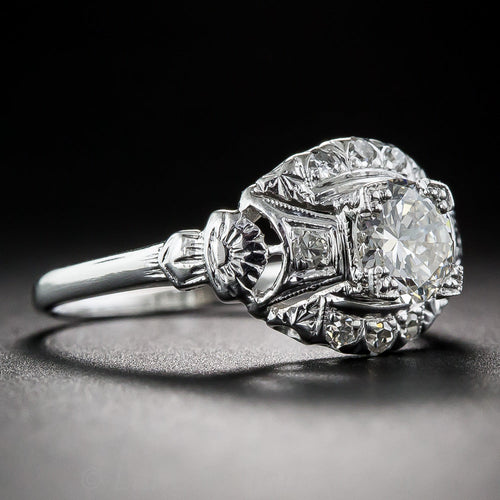 Art Deco .70 Carat Diamond Platinum Engagement Ring - 2