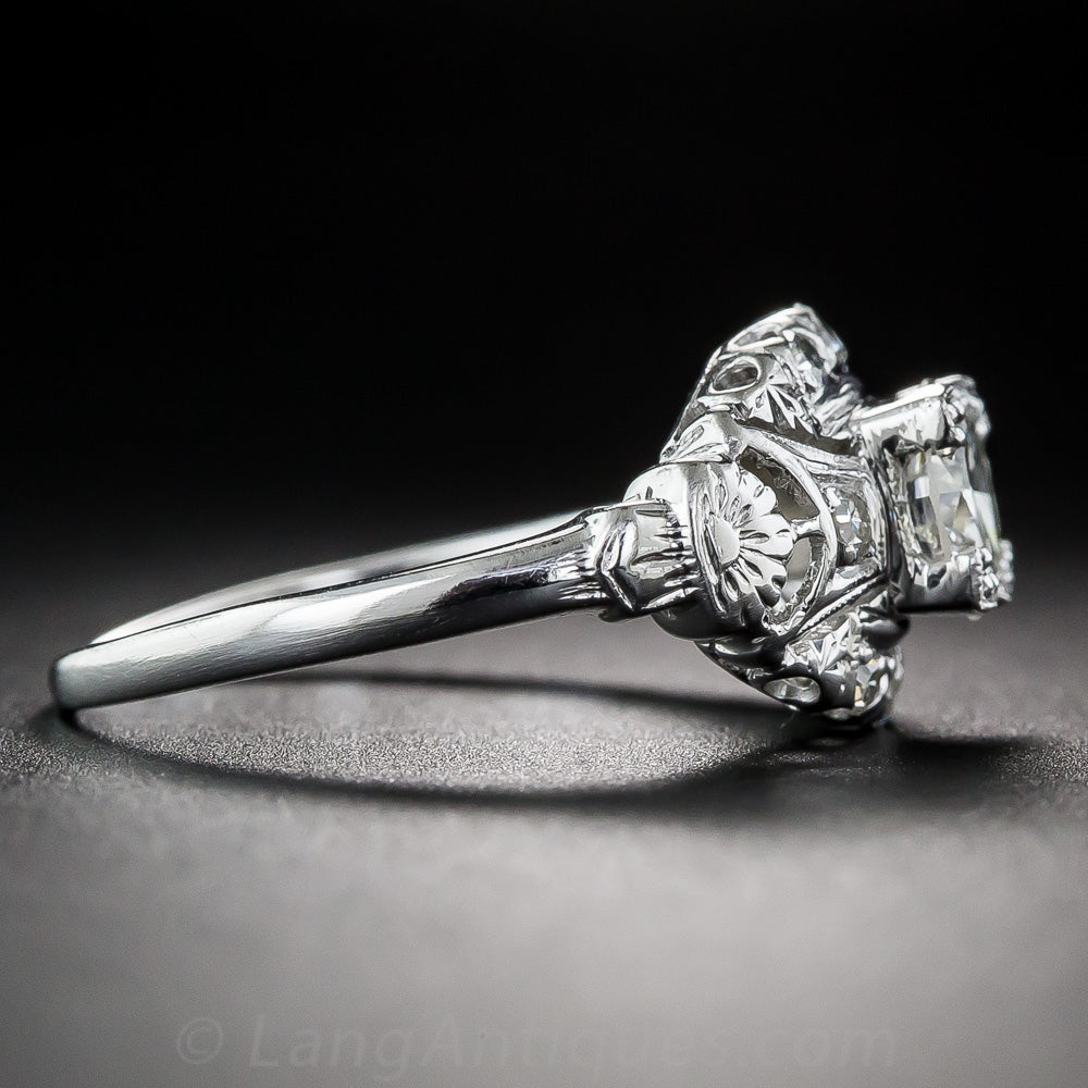 Art Deco .70 Carat Diamond Platinum Engagement Ring - 3