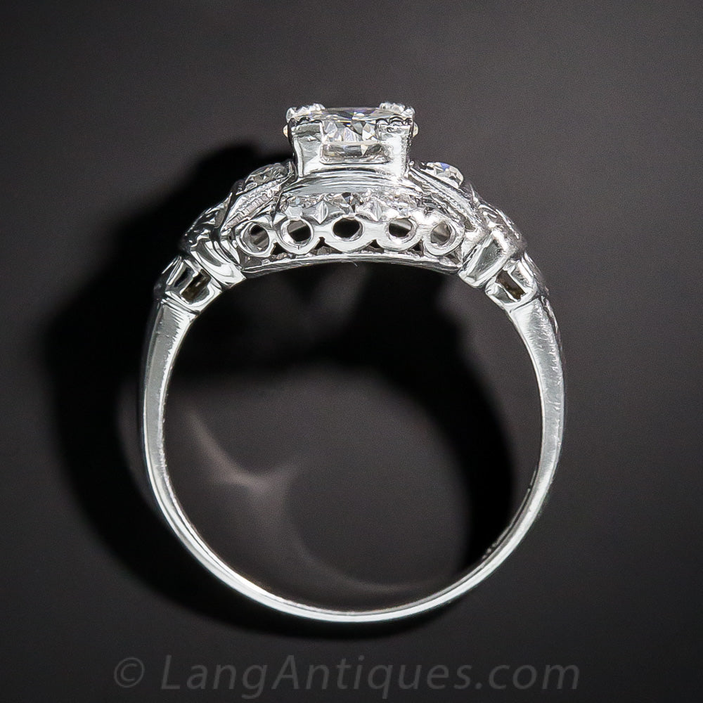 Art Deco .70 Carat Diamond Platinum Engagement Ring - 4