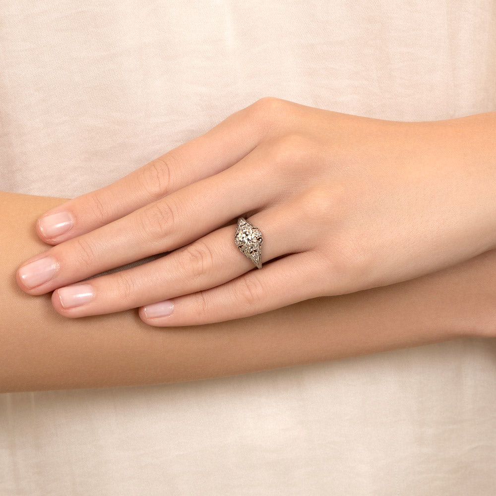 Art Deco .74 Carat Diamond Engagement Ring - 5