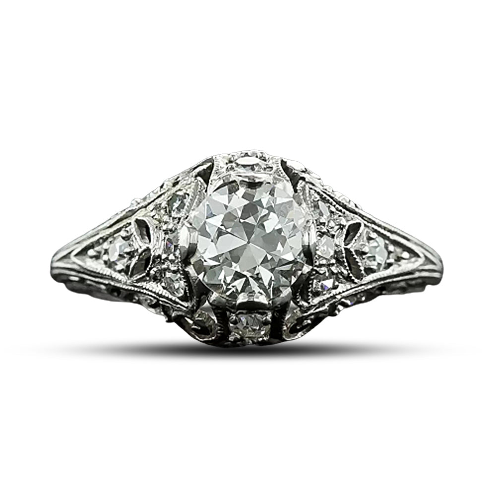 Art Deco .74 Carat Diamond Engagement Ring - 5