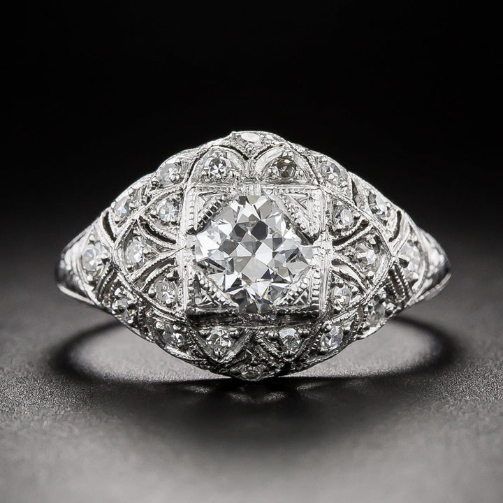 Art Deco .76 Carat Diamond Engagement Ring - GIA G VVS2