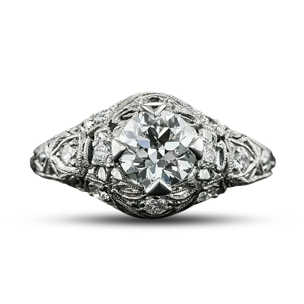 Art Deco .77 Carat Diamond Engagement Ring - 5